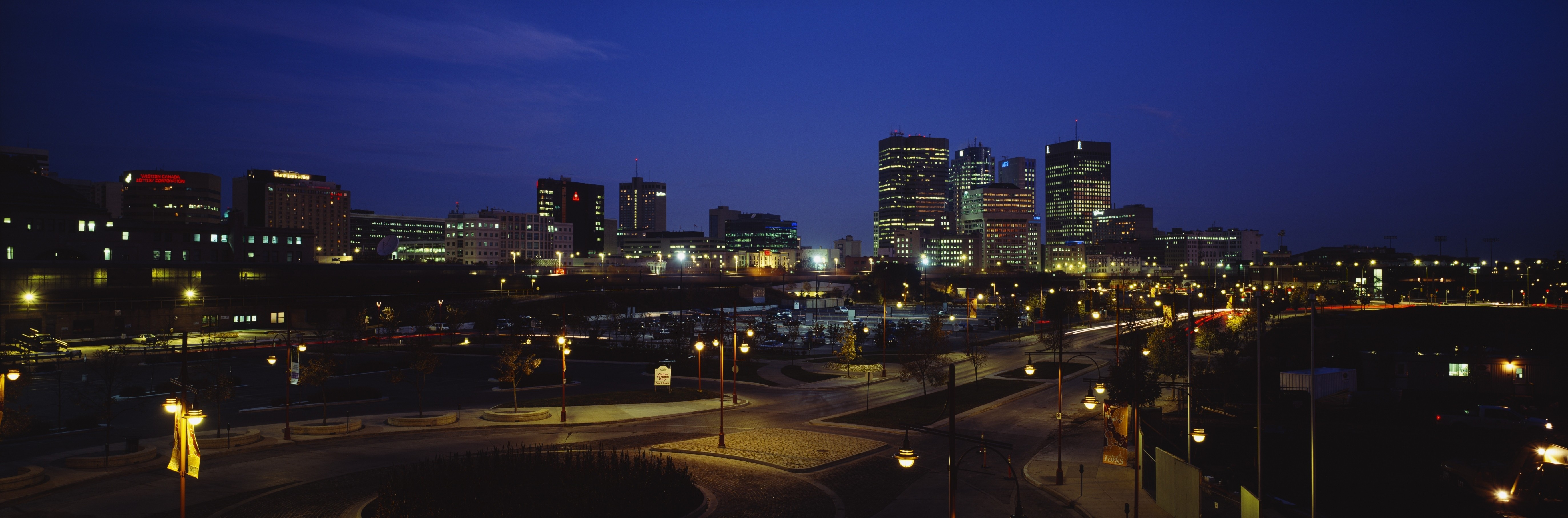 Buildings Lit Up At Night, Winnipeg, Manitoba, Canada